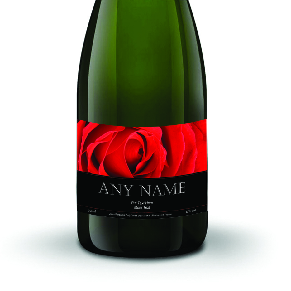 Jules Feraud Brut With Personalised Champagne Label Red Rose